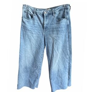 Oat New York High Rise Wide Leg Frayed Hem‎ Jeans Light Wash 12